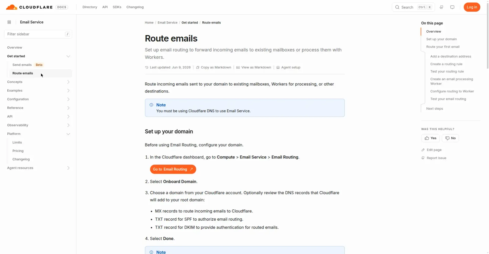 步骤2:官方设置指南:Enable Email Routing → 添加目标地址 → 建路由规则