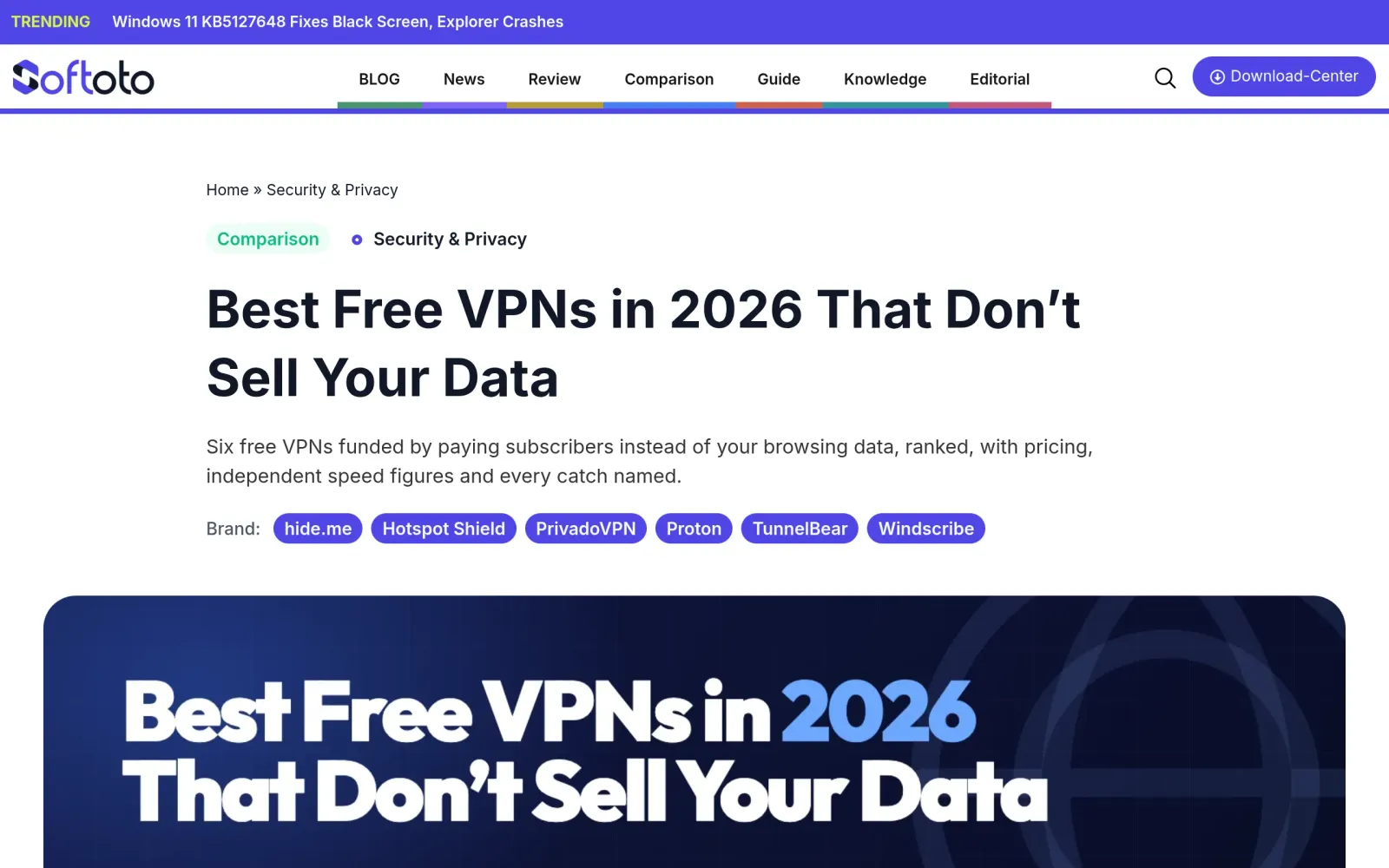 Free VPN Scorecard