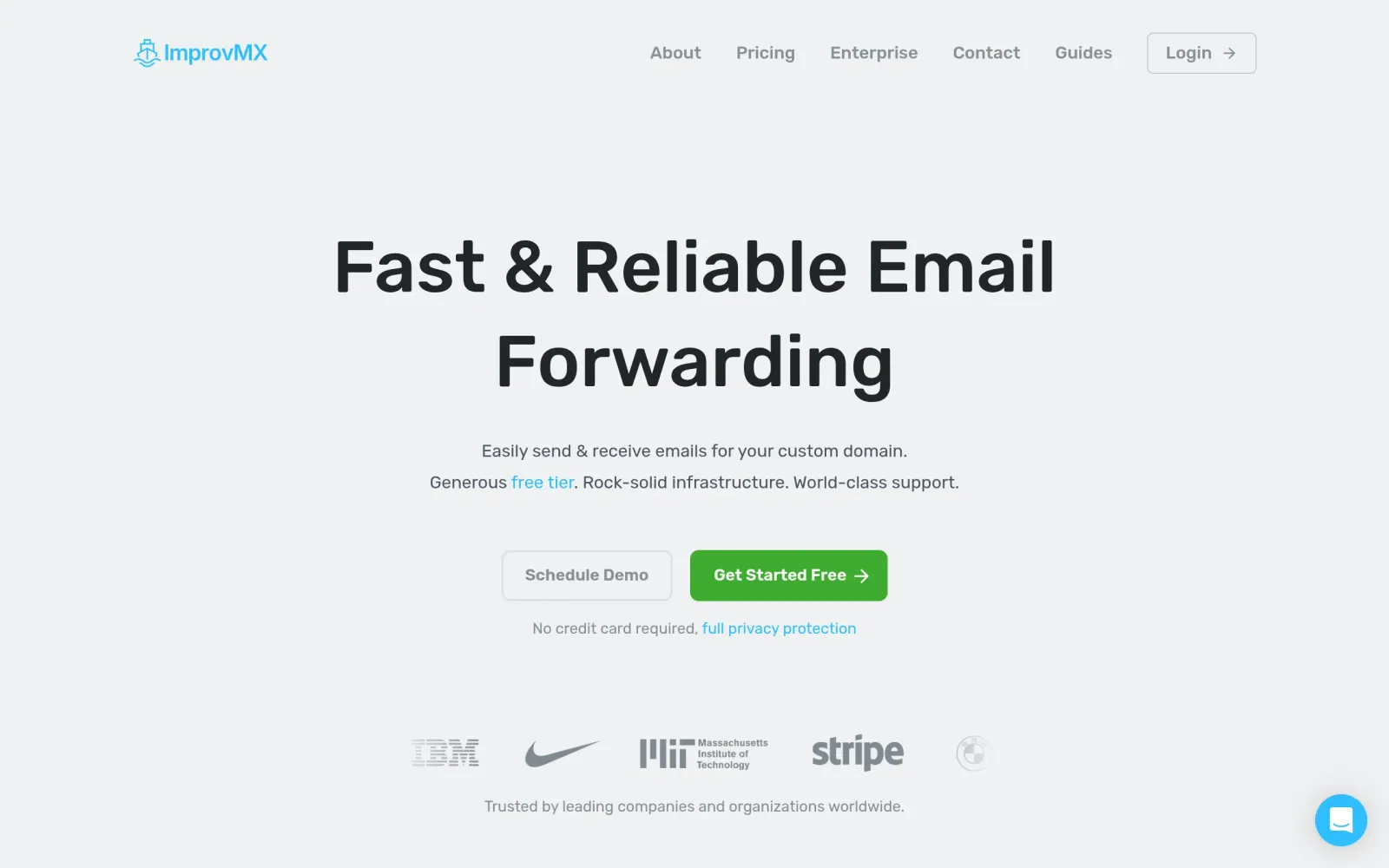 ImprovMX homepage: enter your domain and receiving email